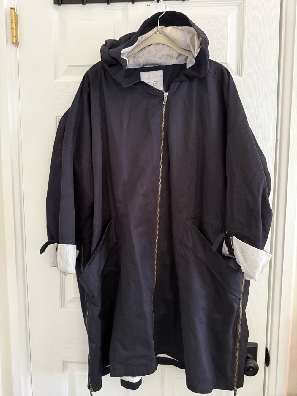Navy Blue Jacket with Gorgeous Lining and Asymmetrical Double Zipper - 2X